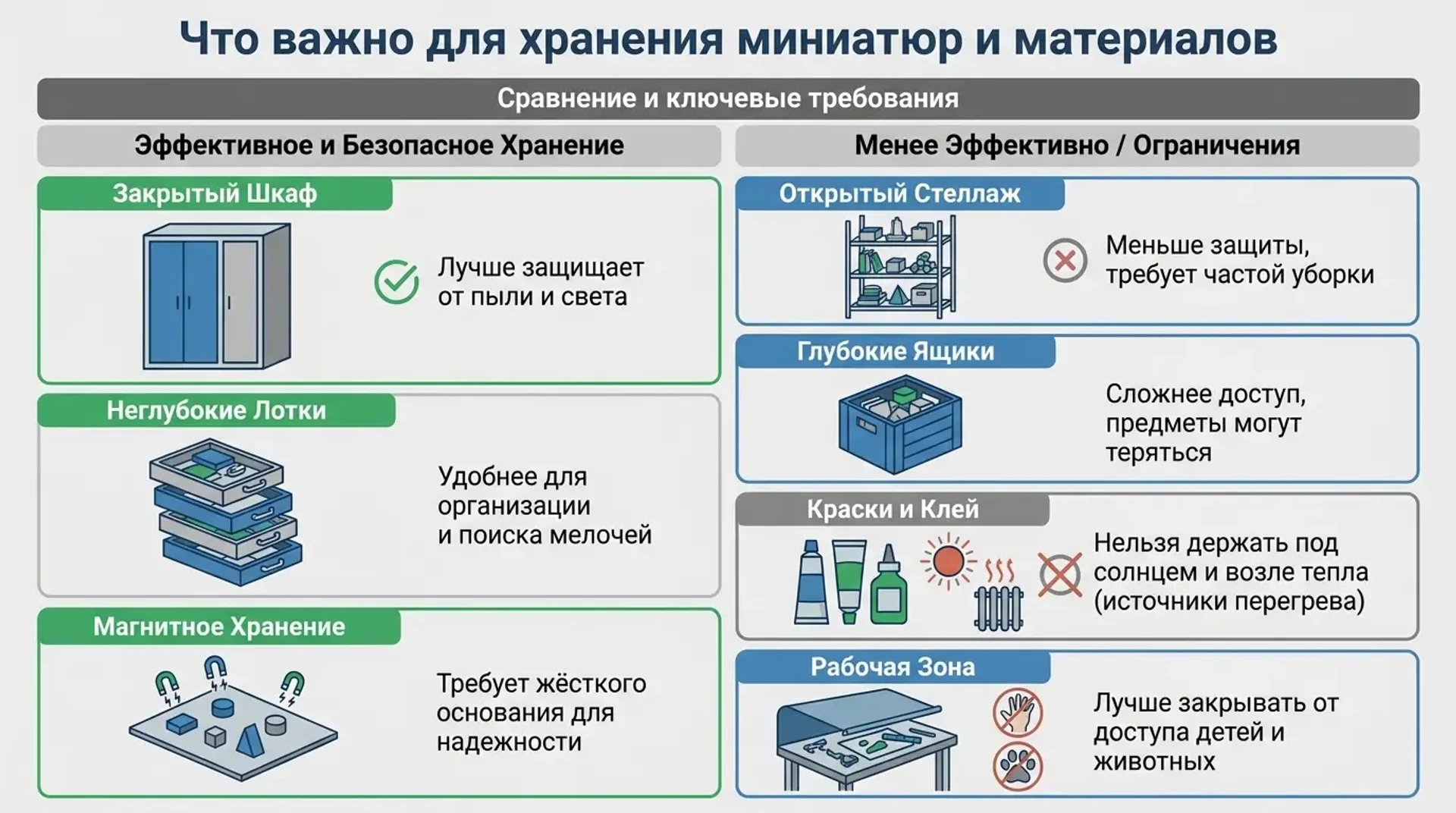 Что важно для хранения миниатюр и материалов